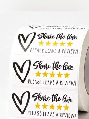 200 PCS/Roll " Share The Love, Please Leave A Review" Stickers